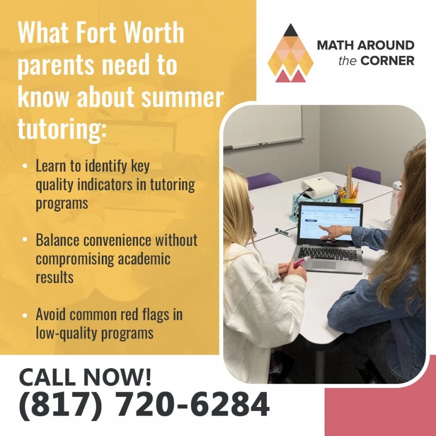 Tutor helping a student review lessons on a laptop during a tutoring session