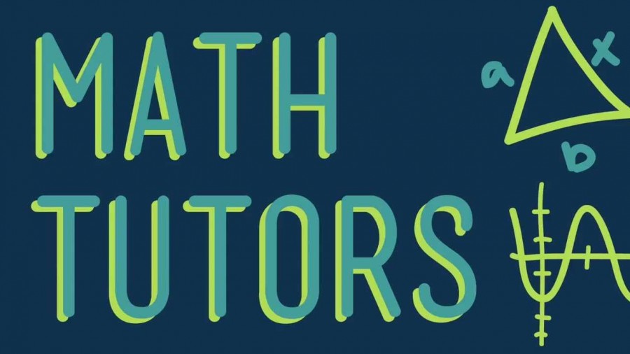 Illustration with the words math tutors and symbols like graphs and triangles