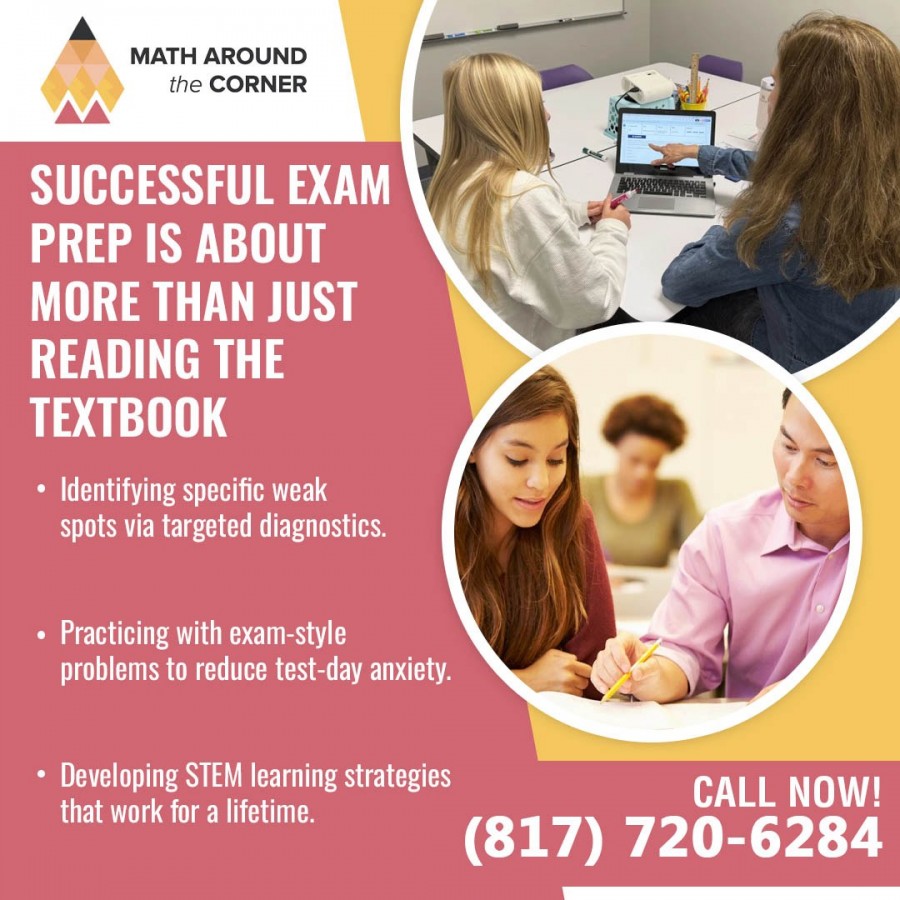 Students working with math tutors on exam preparation and STEM learning strategies