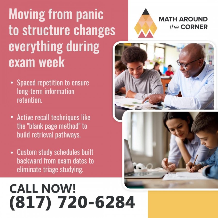 Tutor helping students use structured study techniques and exam preparation strategies.